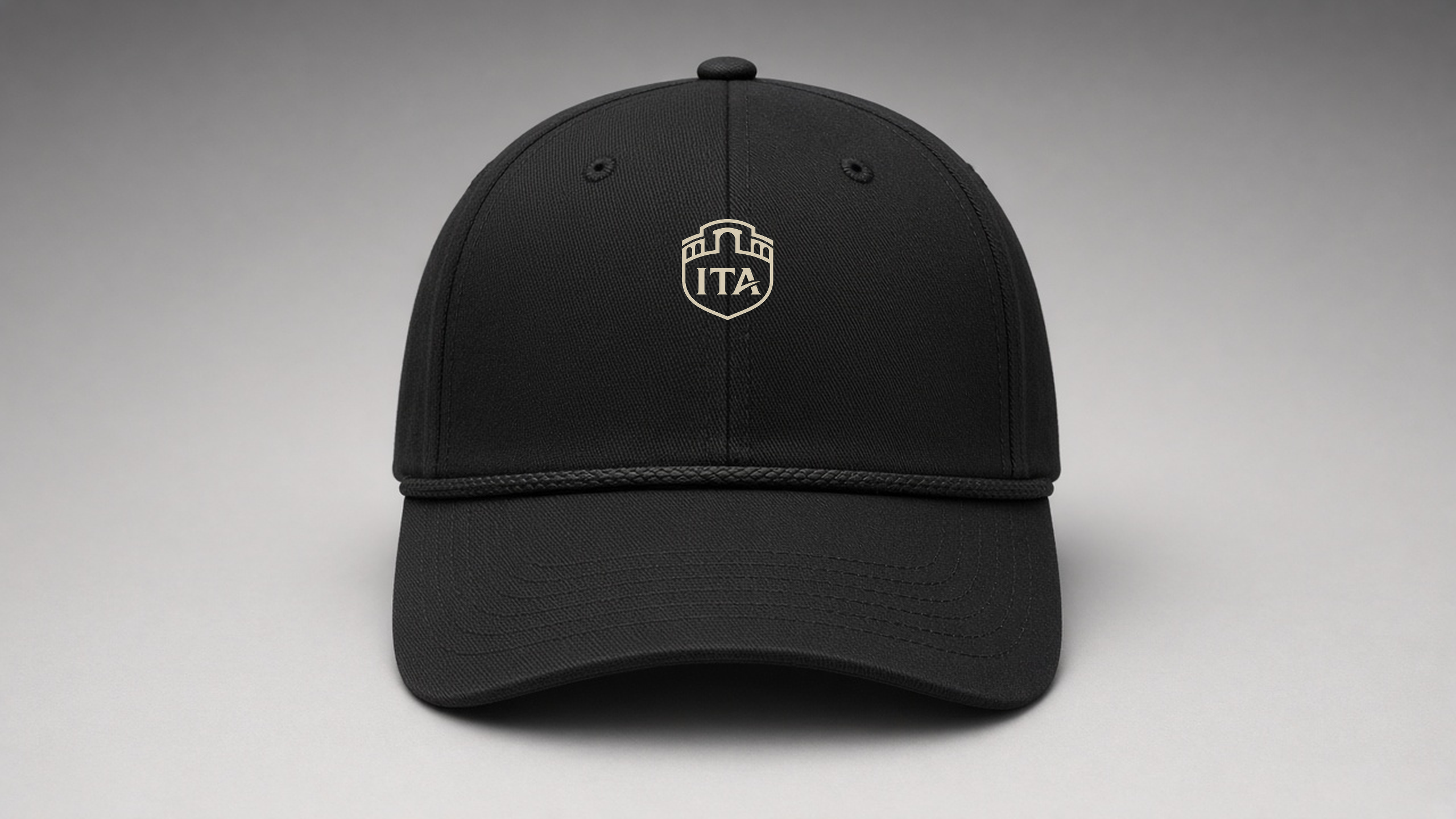 Crest Rope Hat in black with crest-mark only on the front