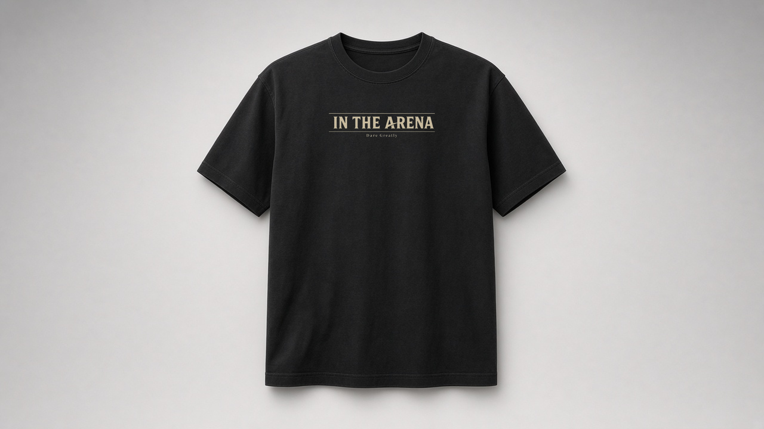Wordmark Tee in black with full IN THE ARENA wordmark